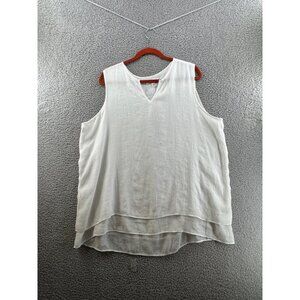 Cristina B  Sleeveless White Double Layered Tank Top With V-Neckline  Size XXL